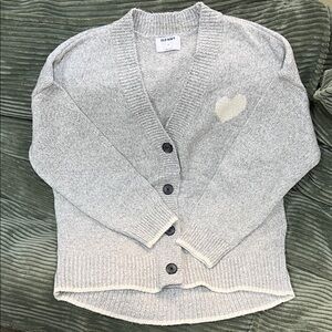 Old Navy Light Gray Women's Cardigan with Heart Detail
